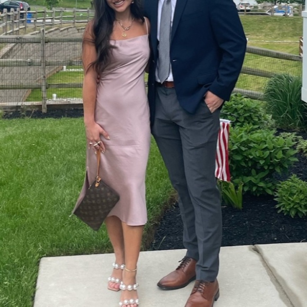 Express Satin Cowl Neck Midi Dress